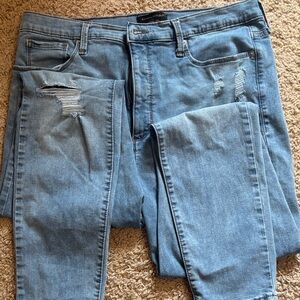 Banana Republic Light Wash Skinny Jeans with Knee Distress- Tall Length!